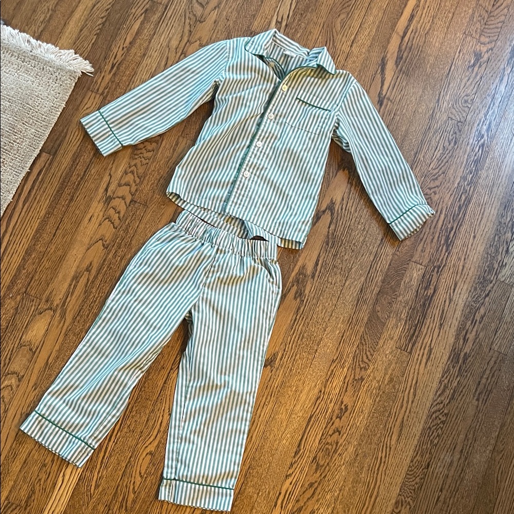 CrewCuts Green Stripe Pajama Set XS